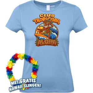Dames t-shirt Tiki Masked Surfer | Toppers in Concert 2024 | Club Tropicana | Hawaii Shirt | Ibiza Kleding | Lichtblauw Dames | maat M