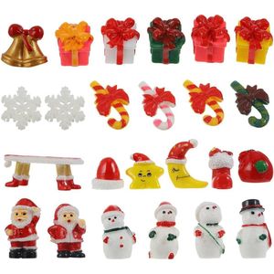 48 stuks kerst hars ornament miniatuur decoratie doe-het-zelf kit - winter kerst miniatuur ornament kits voor kerstscène fee tuin