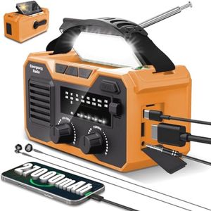 Noodradio 27000 mAh met Bluetooth, Opwindbare Emergency Radio voor Natuurrampen