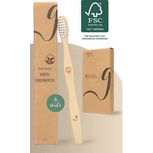 NATURE’S groove® Bamboe Kindertandenborstels - 6 Stuks - Handtandenborstel - Houten Tandenborstel - Baby - Handmatig