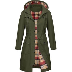 Vrouwen Waterdichte Lange Regenjas met Afneembare Capuchon - Ademend en Lichtgewicht Windjack voor Lente, Zomer en Herfst