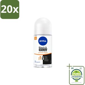20 x NIVEA - Deodorant Roller - Zwart & Wit Ultieme Impact - 72 Uur Anti-Transpirant - 50 ml - Grootverpakking - NIVEA Deodorant - Anti-transpirant - Deodorant Roller - Anti-vlekkentechnologie - 72 Uur Bescherming