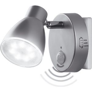 Trango 2635-014 LED-sensor nachtlampje * MILO * met bewegingssensor en automatische functie in zilver veiligheidslicht Direct 230V, socketlamp, wandlamp, oriëntatielicht, nachtlamp, socket light