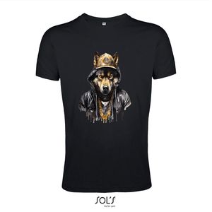T-Shirt 158an19 Hond gouden kettingen - L