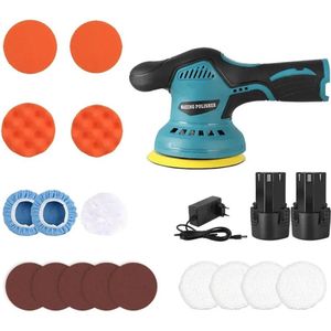 Schuurmachine - Polijst Machine - Schuur Apparaat - 2x Accu - Polijst Apparaat - Roterende Polijst Machine - 300W - Met 10 Schuurpads - Met Stofzak - 3 Snelheid Modus