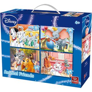 Disney 4 in 1 Puzzel Animal Friends - Vier Kinderpuzzels in een Koffertje - King