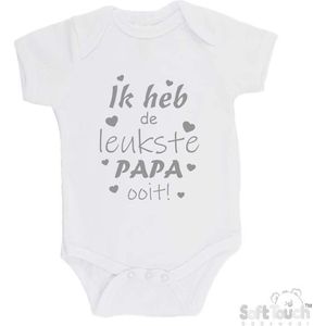 100% katoenen Romper ""Ik heb de leukste papa ooit!"" Vader Vaderdag Unisex Katoen Wit/grijs Maat 68/74