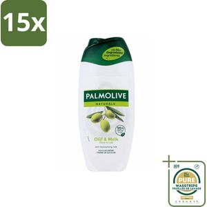 15 x Palmolive - Naturals - Douchecréme - Olijf & Melk - Natuurlijke ingrediënten - 250 ml - Grootverpakking - Douchecreme - Olijf En Melk - Hydraterend - Huidverzorging - Douchegel