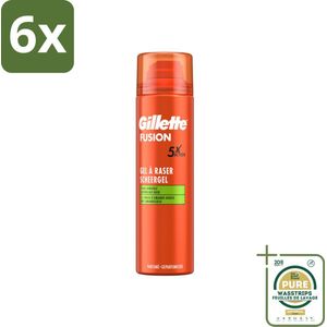 Gillette Scheergel Fusion 5 Sensitive 200 ml - Voordeelverpakking - 6 stuks - Scheergel amandel - Gillette Fusion5