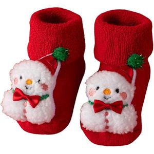 Extra dikke wintersokken met fleecevoering voor baby's jonger dan 1 jaar (zool van 8,5 cm) - Katoenen sokken met kerstthema - 3D-kerstlogo-ontwerp - Antislipvloersokken om te slapen - Maat C