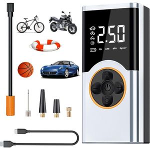 Draagbare draadloze luchtcompressor met LED-lamp en digitale drukmeter