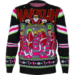 Gabber Kersttrui met LED - Maat S - Foute Kersttrui met Hakkende Kerstmannen - XMAS FOR LIFE - Gebreide Kersttrui - Kersttrui met lampjes