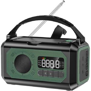 Draagbare Nood Weer Radio met Zon, Crank en LED Verlichting - 12000 mAh