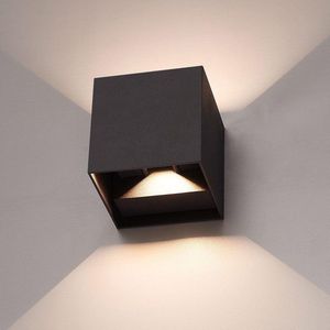 HOFTRONIC Kansas XL - LED Wandlamp (120x120x120mm) - Up and Down Light (2 Lichts) - Mat Zwart - IP65 waterdicht - 3000K Warm wit - 20 Watt - Moderne muurlamp - zowel geschikt als badkamer wandlamp, binnen en buiten wandlamp - 3 jaar garantie