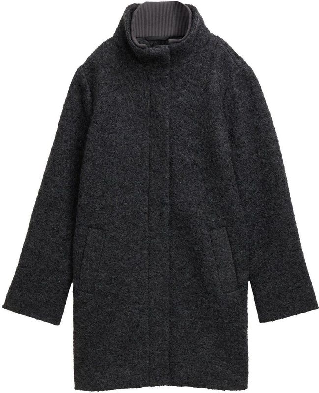 Tom Tailor - Bouclé Wollen Jas - Met Opstaande Kraag