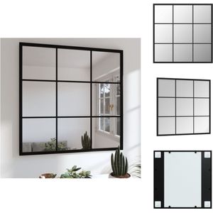 vidaXL Wandspiegel Zwart Metaal en Glas - 60 x 60 cm - Tijdloos Ontwerp - Spiegel