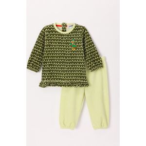 Woody Meisjes-Dames Pyjama groene golfjes - maat 068/6M