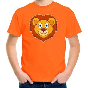 Cartoon leeuw t-shirt oranje voor jongens en meisjes - Kinderkleding / dieren t-shirts kinderen 110/116