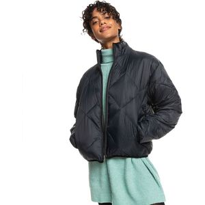 Roxy - Wind Swept - Jas - Zwart - Lichtgewicht Gewatteerd Opvouwbaar Jack voor Dames