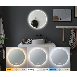 LED (badkamer) spiegel - 3 staps lichtkleur - 2700-6500K - 21W - rond
