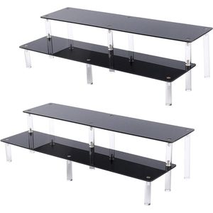 2-Tier Acryl Display Stand - Zwarte Riser - Cupcake POP Figuur - Ambachten Opslag Collectie
