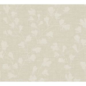 Bloemen behang Profhome 387474-GU vliesbehang hardvinyl warmdruk in reliëf licht gestructureerd met bloemmotief mat beige grijs taupe 5,33 m2