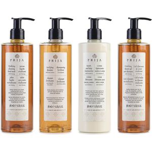 PRIJA Cosmetische set: Shampoo, douchegel, vloeibare zeep, hydraterende crème 4x380ml