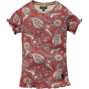 Levv shortsleeve Nicolet rood met grijs bloemenprint voor meisjes - maat 86