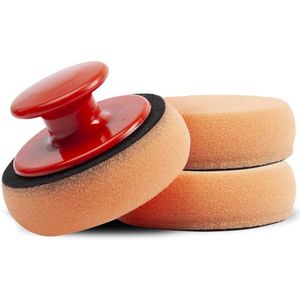 3-pack wax applicator pads - handmatige polijstsponsset met handvat - microvezel- en schuimpads voor het polijsten en waxen van auto's - inclusief backplane