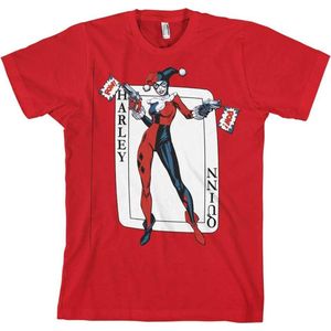 DC Comics Batman Heren Tshirt -S- Harley Quinn Card Games Rood