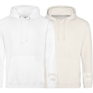 Hoodie set koppel-Vanilla milkshake en white setje koppel hoodies forever mine en forever yours-Maat XL