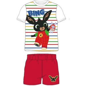 Bing Bunny shortama / pyjama gestreept wit/rood katoen maat 116