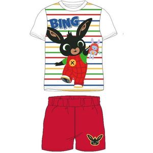 Bing Bunny shortama / pyjama gestreept wit/rood katoen maat 92