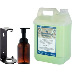 Zeepdispenser 300 ml amber bruin hervulbaar + 5 liter Handzeep Hamam navulling (inclusief beugel)