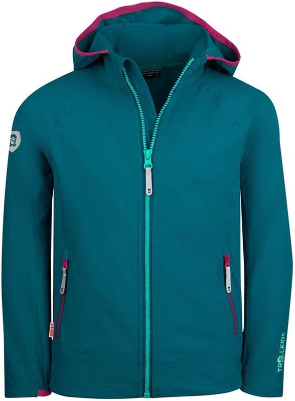 Trollkids - Kvalvika - Softshelljack - Blauw - 92% Polyamide, 8% Elastaan