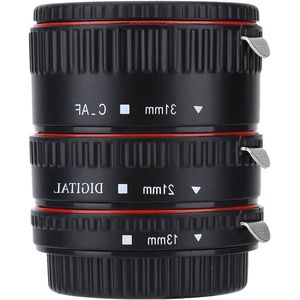 EGoods - Macro extension tube set voor EF lens, adapterringen set metaal rood, autofocus, 3 ringen, 7 combinaties, 13 mm, 21 mm, 31 mm.