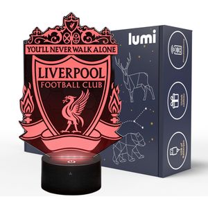 Lumi 3D Nachtlamp - 16 kleuren - Liverpool FC - Voetbal - LED Illusie - Bureaulamp - Sfeerlamp - Dimbaar - USB of Batterijen - Afstandsbediening - Cadeau