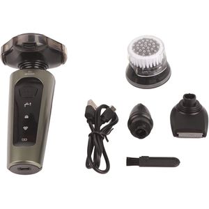 Elektrisch scheerapparaat voor heren, 4-in-1 roterend scheerapparaat, nat en droog scheerapparaat, draadloos elektrisch scheerapparaat, voor mannen