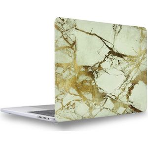 CoverMore Laptop Hardcase - Geschikt voor de MacBook Pro 13 Inch A2251/A2289 2020 Case - Gewichtloze Shock Proof Hardcover Hoes - Marmer White/Gold