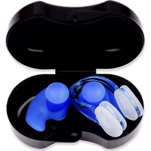 Zwem Oordoppen set - met NeusKnijper - geschikt voor zwemmen - Geschikt voor Volwassen en Kinderen - Blauw