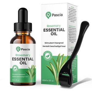 Pascia Rozemarijn Haarolie met Dermaroller – Rosemary Oil - Rosemary Oil Hairgrowth – Rozemarijn Olie Voor in Het Haar - 100% Natuurlijk – Haarserum - Haarolie – Haargroei- Tegen Haaruitval – 60ml
