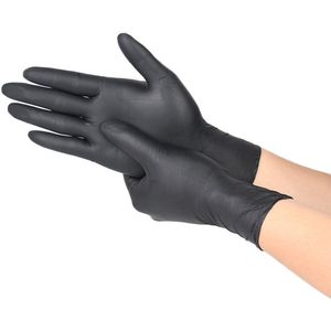 Nitrilhandschoenen maat M- zwarte nitrilhandschoenen- 100 stuks/doos- poedervrij- latexvrij- zwarte wegwerphandschoenen