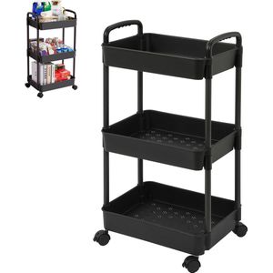 YONO keukentrolley op Wieltjes - Keuken Trolley op Wielen - Opberg Kar Organizer - Zwart