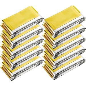 Nooddeken - 10 stuks - 210x160cm - Isolatiedeken - Folie Deken Geïsoleerde Survival Dekens - Zilver/Goud - Extra groot - Survival Slaapzak - Noodtent - Hiken
