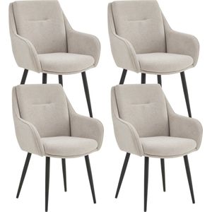 Colenis® - Urban Eetkamerstoel - Set Van 4 - Sand - Matt Chenille - Industrieel