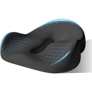 Orthopedisch zitkussen - traagschuimkussen - ergonomisch zitkussen - bureaustoel - autostoelkussen - rolstoelzitting voor heupen - coccyx - stuitbeen - ischias - aambeien