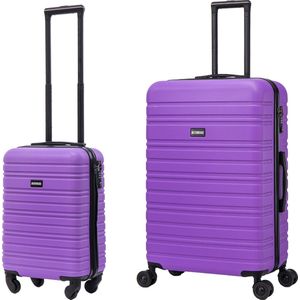 BlockTravel kofferset 2 delig ABS ruimbagage en handbagage 29 en 95 liter - inbouw TSA slot - paars