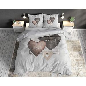 Liefdes Hart Dekbedovertrek 240 x 220 cm 100% Katoen Met knoopsluiting - Romantisch Beddengoedset incl. 2 kussenslopen dekbedovertrek 240 x 220 katoenen