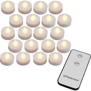 LED Waxinelichtjes – 20 stuks WarmWit – incl. Afstandsbediening en Batterijen