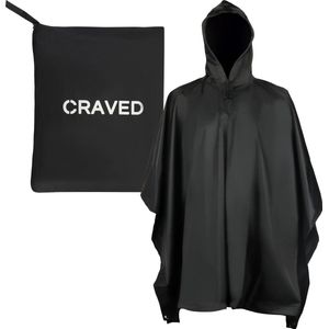 Craved Regen Poncho Unisex - Fietsponcho Reflecterend - Zwart - Waterdicht (Inclusief gratis opbergtas)